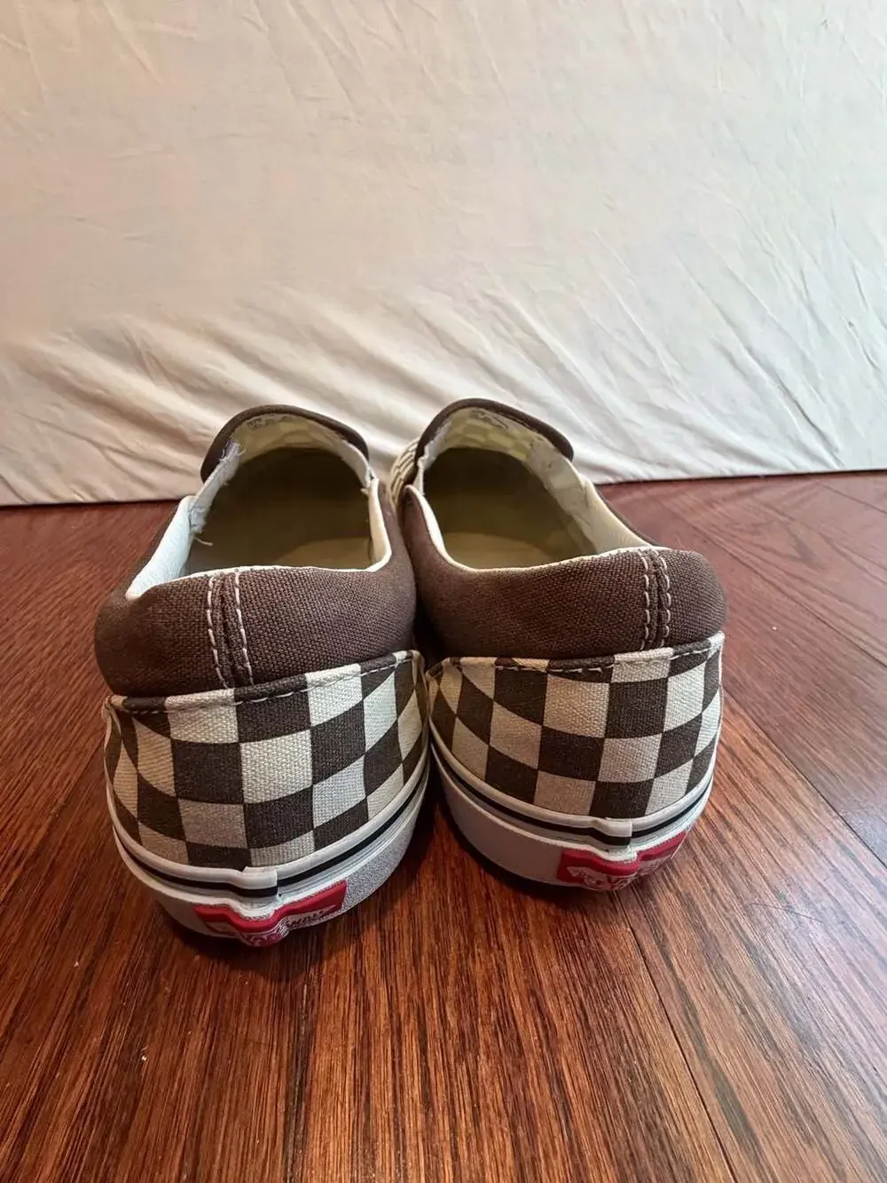 Vans Classic Slip-On Checkerboard Brown Canvas Sneakers